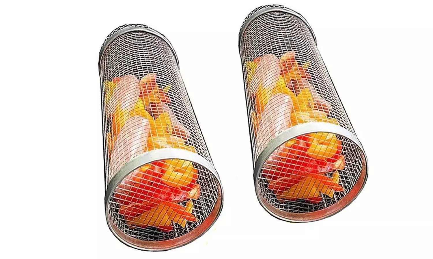 iMounTEK Two-Pack 360-Degree Rolling Stainless Steel Grill Basket