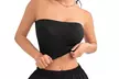 Women's Strapless Ribbed Tube Top - Backless Sleeveless Bandeau Crop Top: Black, Blue & White - Second Medium
