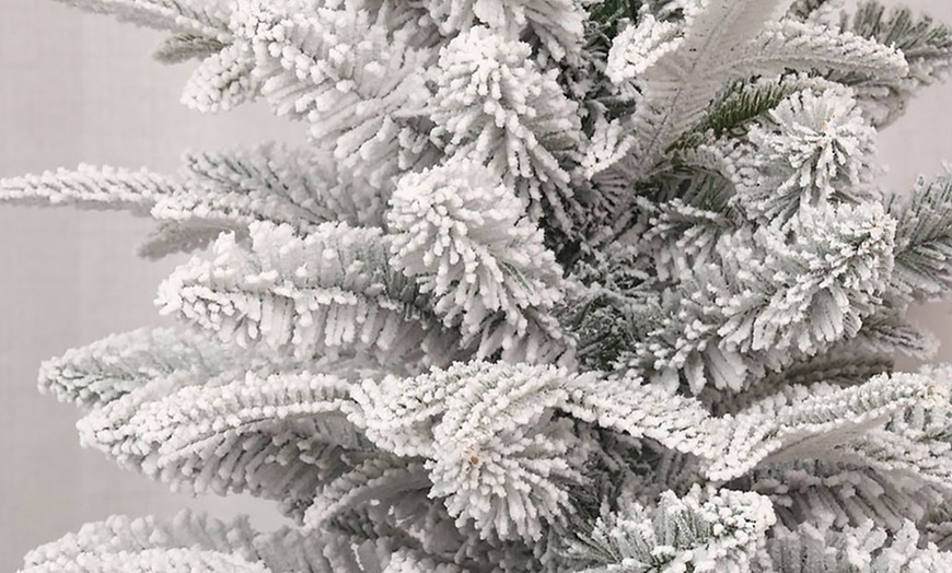 Image 4: Living And Home White Flocked Artificial Christmas Tree