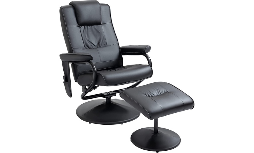 Image 9: HOMCOM Recliner Massage Chair with Footstool