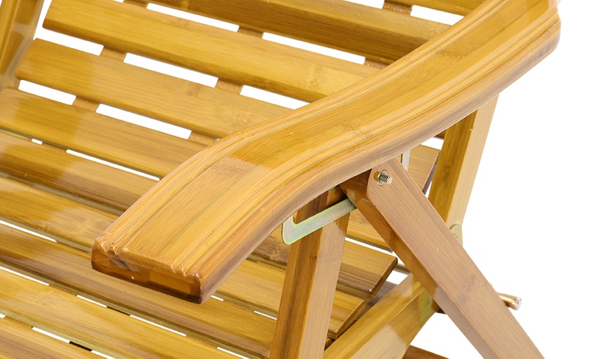 Image 4: Bamboo Foldable Adjustable Recliner Chair