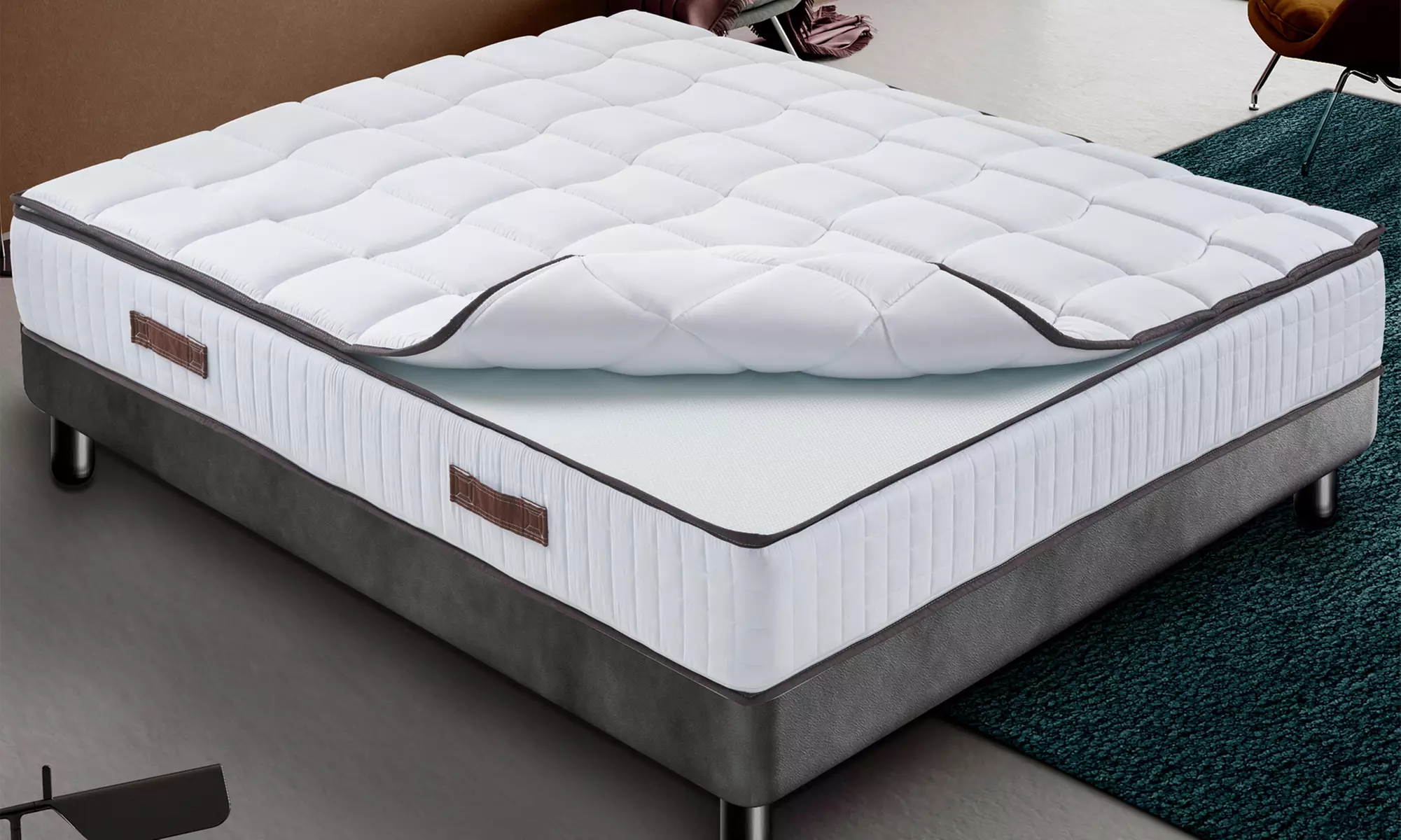 Materasso con topper in memory foam ortopedico e sfoderabile