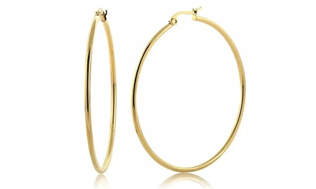 Paris Jewelry 18k Yellow Gold Plated Hoop Earrings (50mm Dia) None 50 MM Yellow Gold