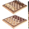 Image 4: M.Y Premium 12'' Wooden Chess Set and Draughts, Dual-Sided Game Board