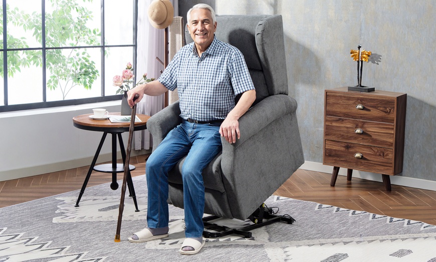 Image 7: HomCom Recliner Armchairs Electric Lift and Manual Recline Options 