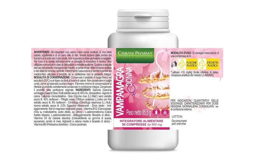 Image 2: 90 compresse di integratore alimentare Vampamagra Donna Cisbani Pharma