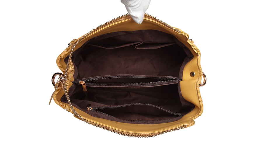 Image 17: Leather Look Practical Large Capacity Crossbody Bag