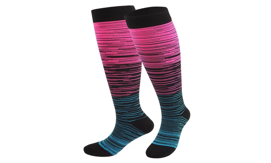 Image 10: Compression Socks Wide Calf for Women Men 20-30 mmHg Knee High Stockings