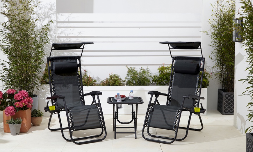 Image 10: Neo Folding Zero Gravity Garden Chairs and Table Set