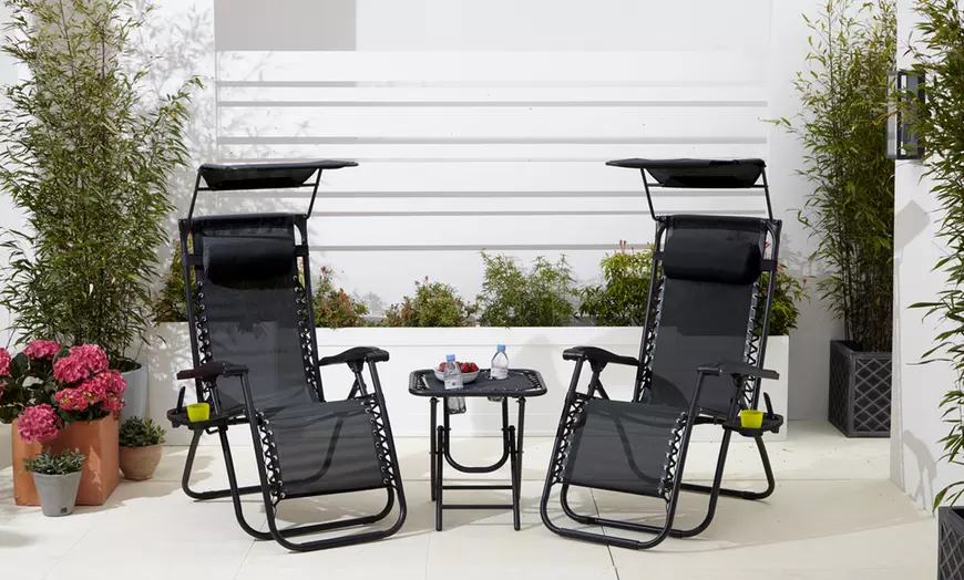 Image 10: Neo Folding Zero Gravity Garden Chairs and Table Set