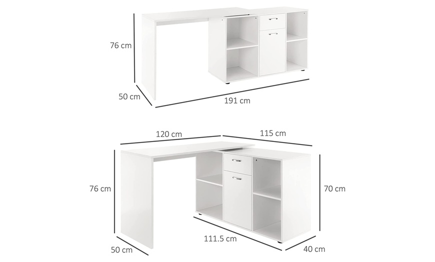 Image 23: L-Shaped Adjustable Computer Desk