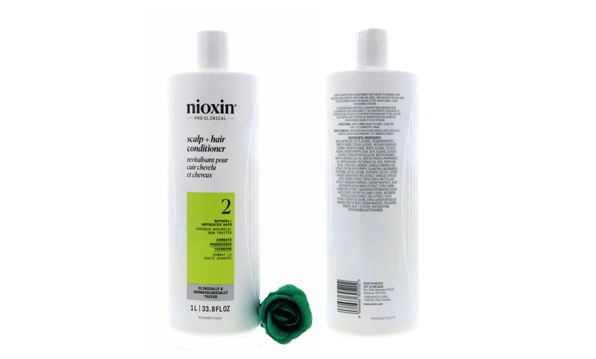Image 16: Nioxin Cleanser Shampoo and Scalp Therapy Conditioner Liter 33.8 oz Set Combo