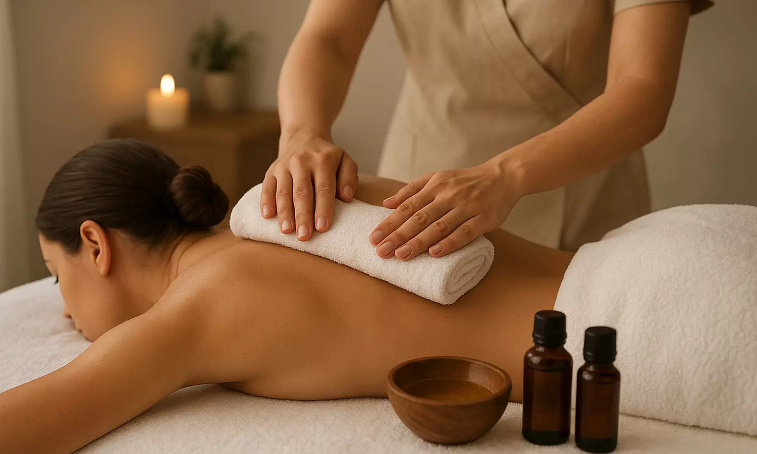 Unwind with a 60 Minute Hot Towel and Essential Oils Back Massage