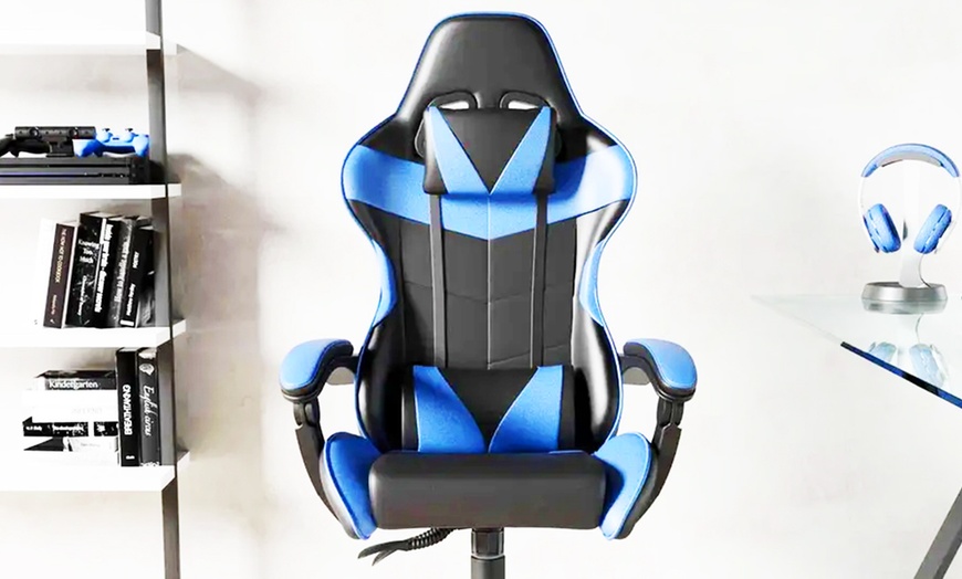 Image 4: Chaise de gaming ergonomique avec repose-pieds, soutien lombaire