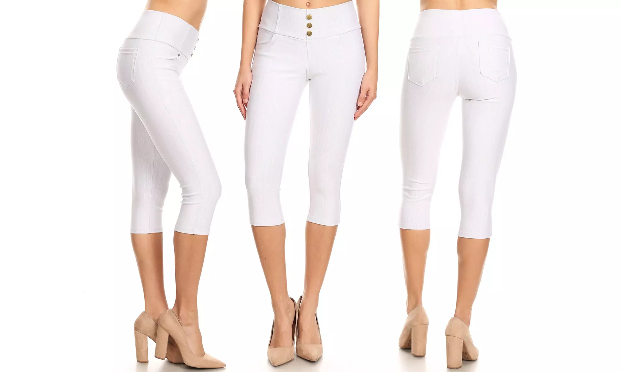 Women's Knit Denim Capri Pants Stretch Pull-On  Jegging Also In Plus Size