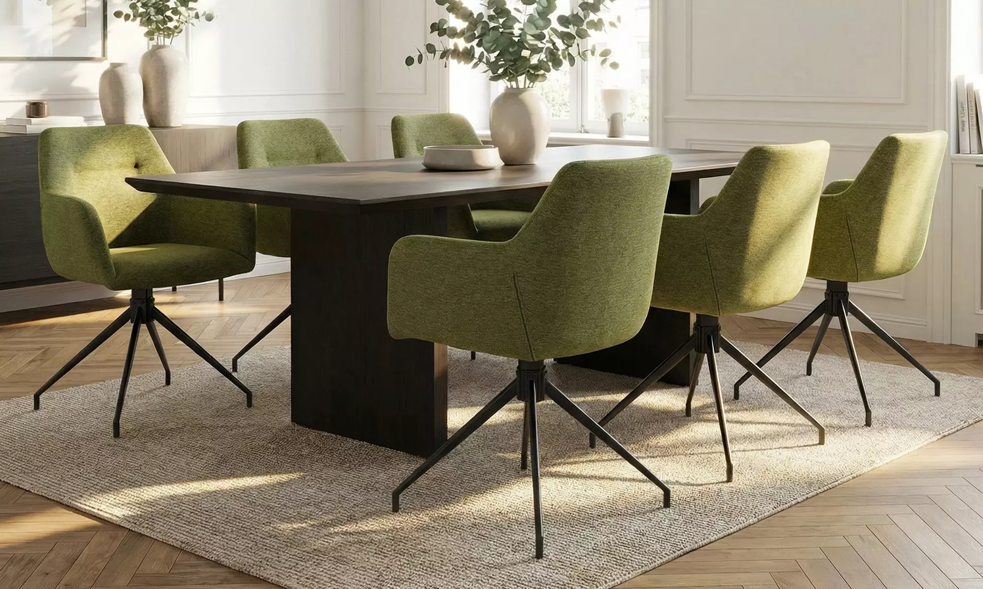 Lot de 2 chaises pivotantes "Morini" en tissu