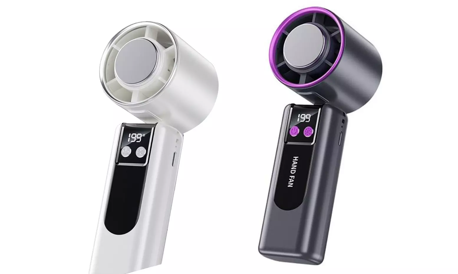 1 of 2 opvouwbare ventilators met digitaal lcd-scherm