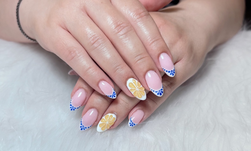 Image 1: SNS Manicure w/ Spa or Gel Pedicure, Gel X Set w/ Gel Pedicure & More
