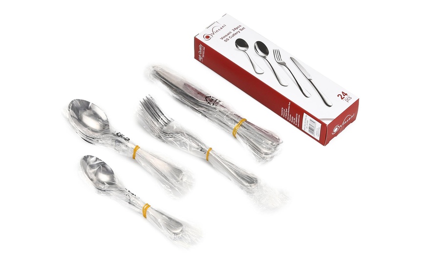 Image 3: 20- or 24-Piece Polished Mirror Finish Stainless Steel Cutlery Set