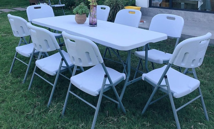 Image 3: Alivio Heavy Duty 6ft Folding Table, Durable and Portable Design