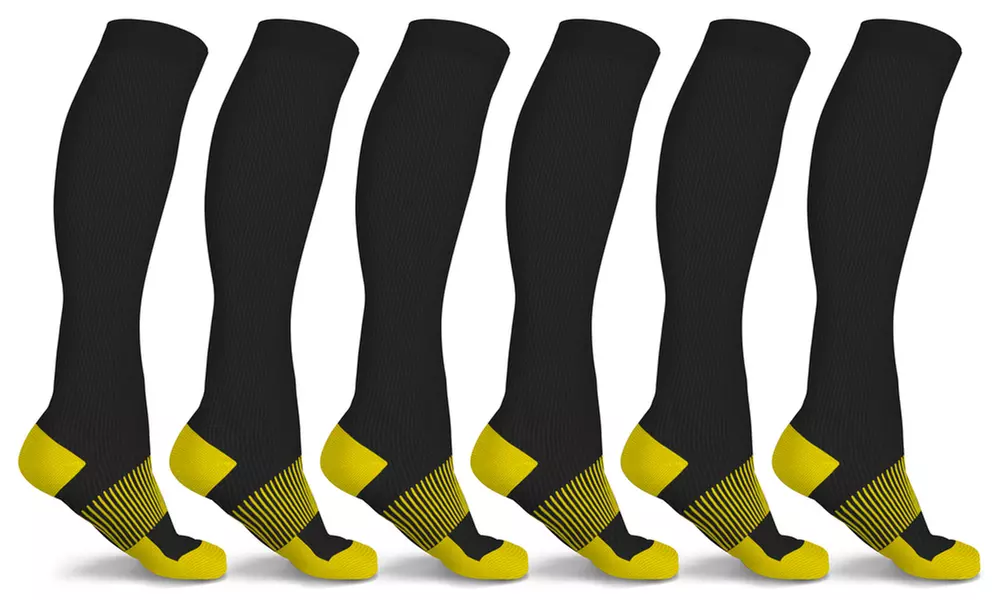 xFit Solid Copper-Infused Knee-High Compression Socks (6 Pairs)