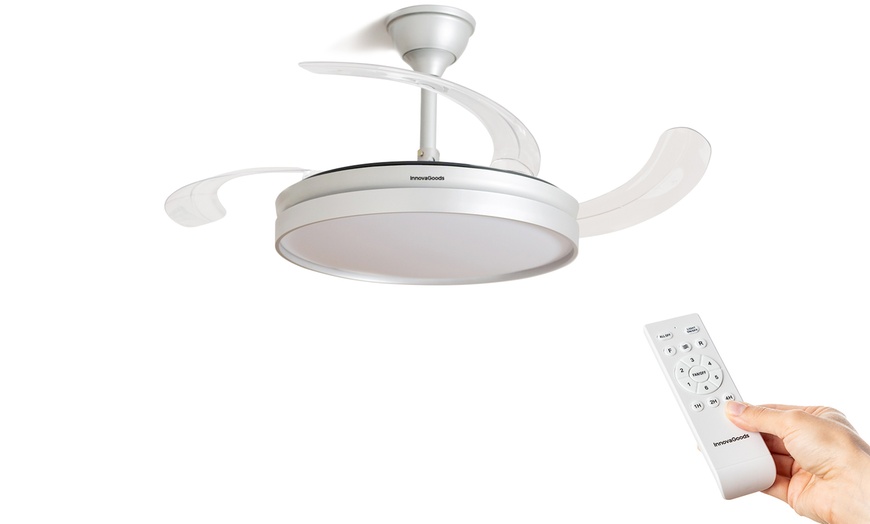 Image 8: Ventilateur de plafond, lumière LED, 4 pales rétractables Innovagoods