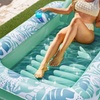 Image 4: Inflatable Tanning Pool Lounger Float with Pillow and Cup Holder
