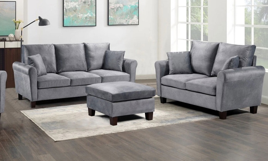 Image 6: Tivette Brushed Velvet Sofa Set 