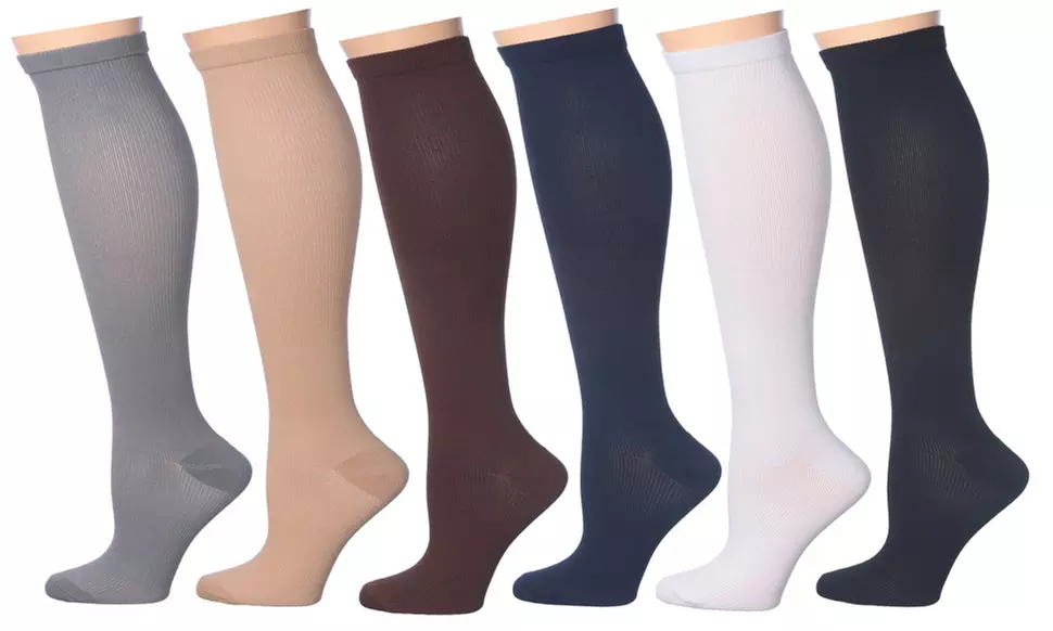 6-Pack Rexx Men's Knee-High Patterned Compression Socks