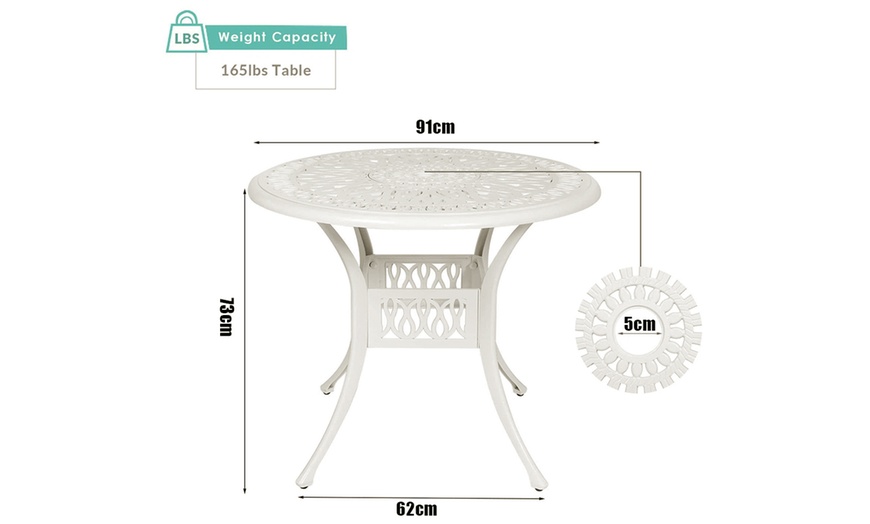 Image 24: Garden Outdoor Cast Aluminum Vintage Bistro Table 
