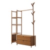 Image 5: Freestanding Bamboo Clothes Rack with Shelves for Storage