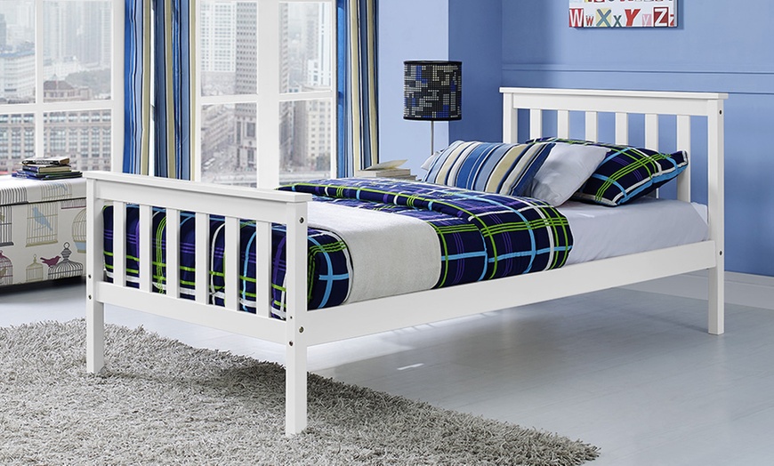 Image 2: Hampton White Wooden Bed Frame