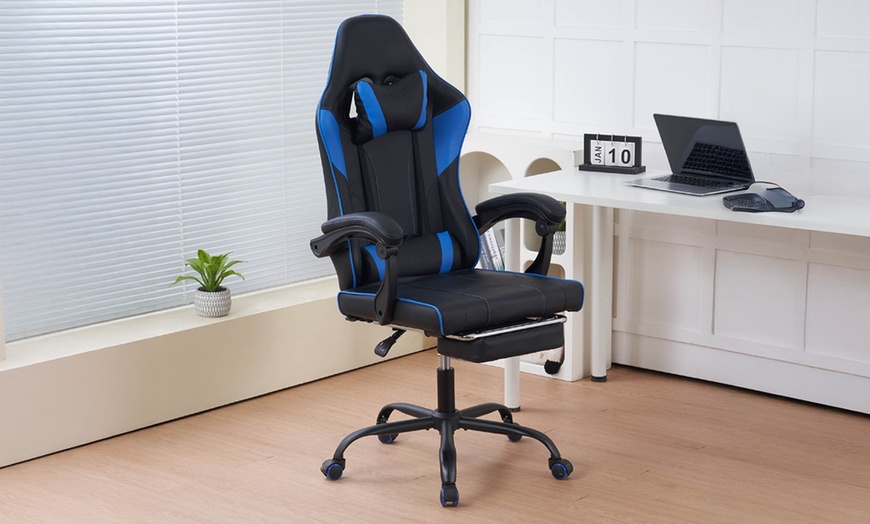 Image 5: Silla gaming ergonómica negra con función de masaje