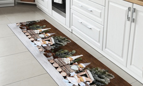 Alfombra con diseño navideño: Gnomos / 50 x 150 cm