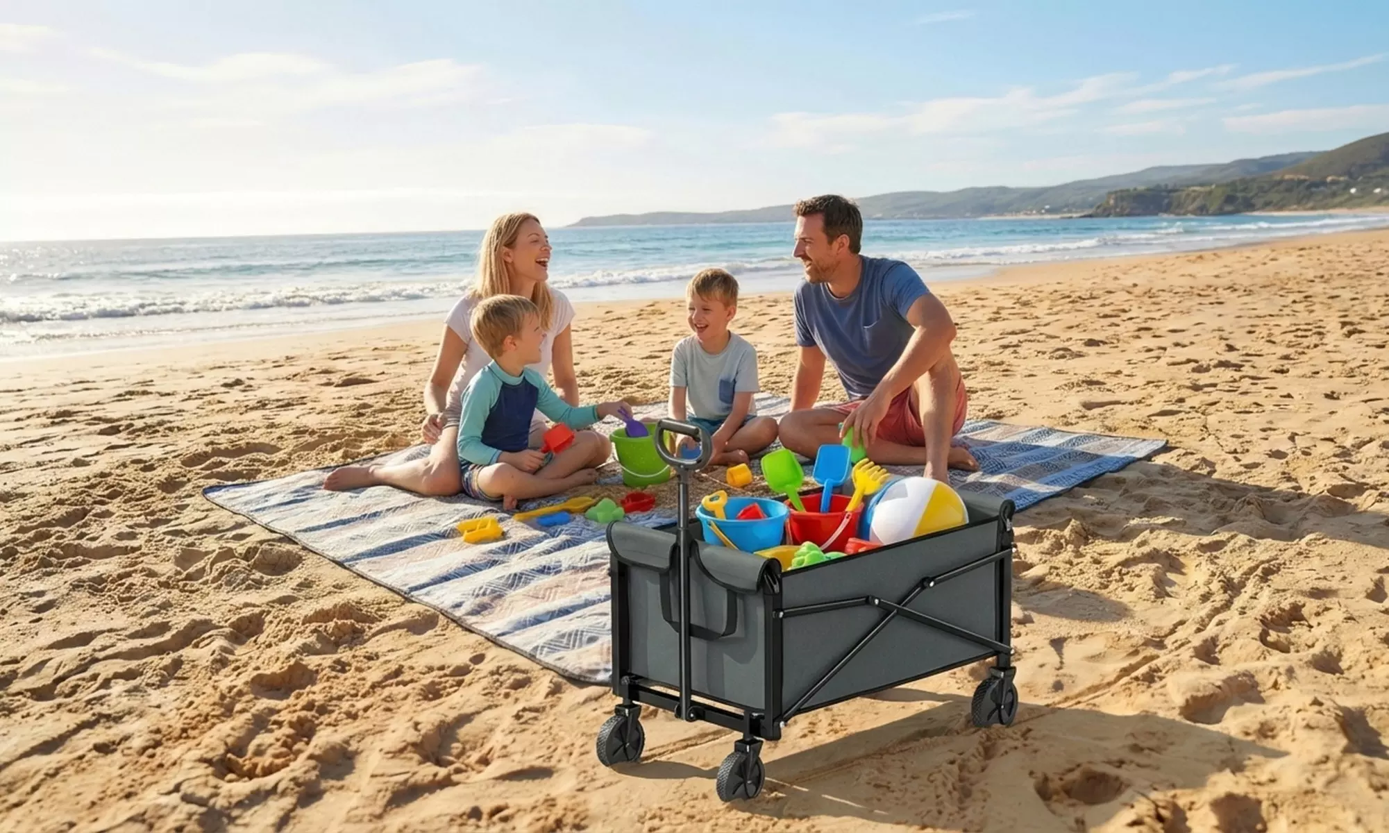 Outsunny Foldable Festival Trolley Cart with 80L Capacity