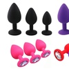 Image 3: 3pcs/set Silicone Jeweled Anal Plugs Large Medium Mini Plated Stopper Beads