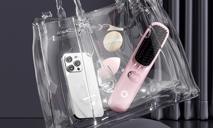 Image 6: USB Rechargeable Hair Straightening Brush with LED Screen