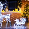 Image 2: Outsunny Lighted Christmas Reindeer and Sleigh with 170 LEDs