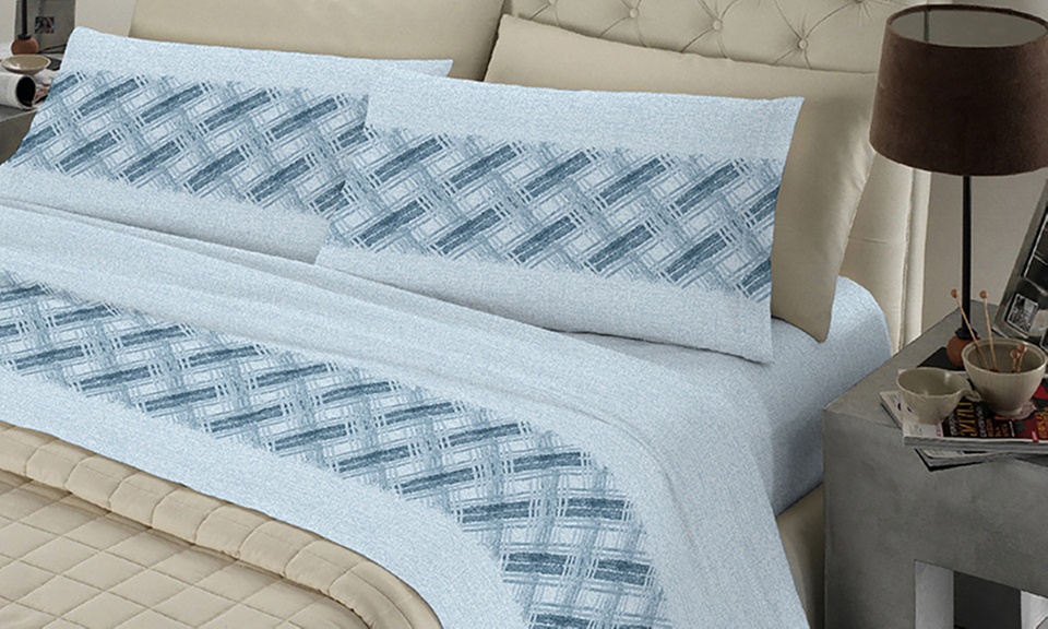 Completo Lenzuola 100% Cotone con angolo di 30 cm, Made in Italy