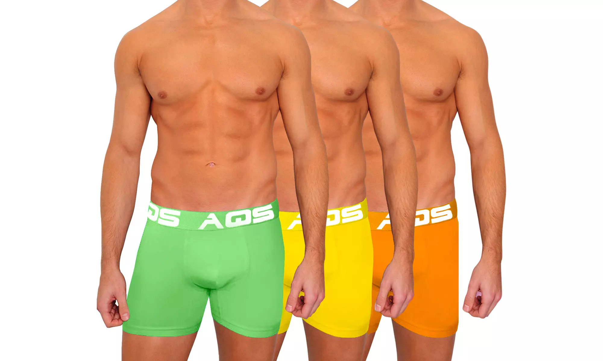 3 Pack AQS Men's Colorful Boxer Briefs 