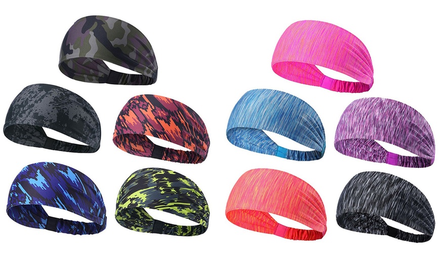 Image 12: Moisture Wicking Headband For Women Men Sweatband Sports Fitness Yoga Running