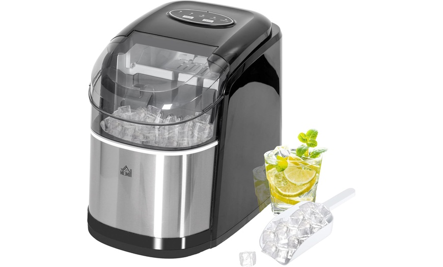 Image 4: HomCom 12kg Countertop Ice Machine with Scoop