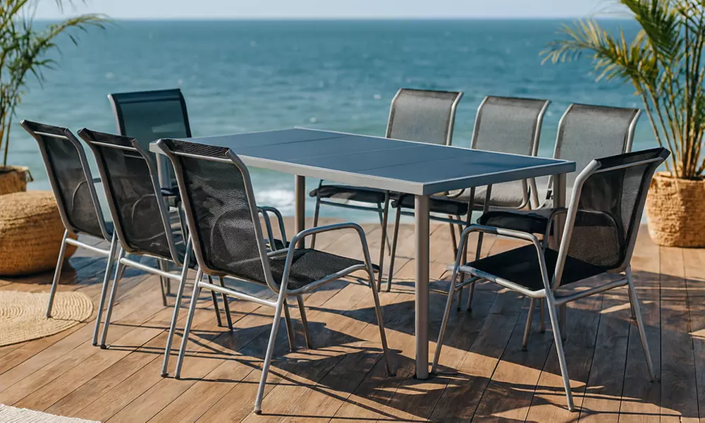 Table de jardin en acier et toile PVC, Kokoon