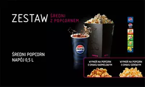 Zestawy barowe: napój z popcornem lub nachosami dla 1 lub 2 osób
