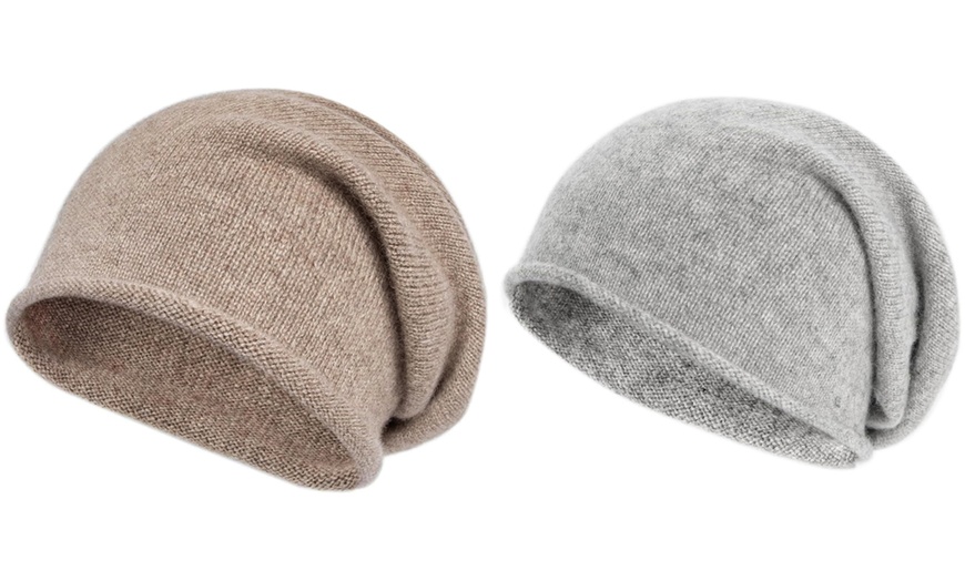 Image 13: 1x oder 2x Kaschmir Slouchy Beanie Strickmütze