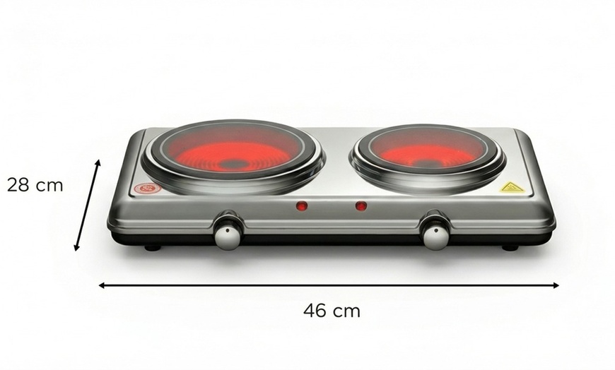 Image 4: Cuisinière électrique à double plaque de cuisson infrarouge en acier