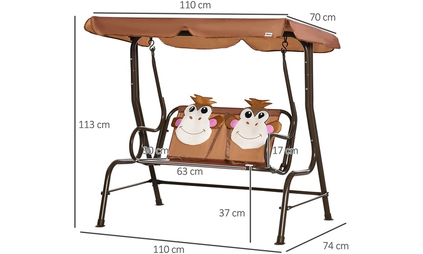 Image 11: Outsunny Kids' Bistro Table and Chair Set or Garden Swing Seat 