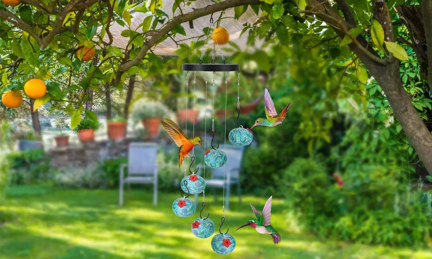 iMounTEK Charming Wind Chimes Outdoor Hanging Hummingbird Feeders