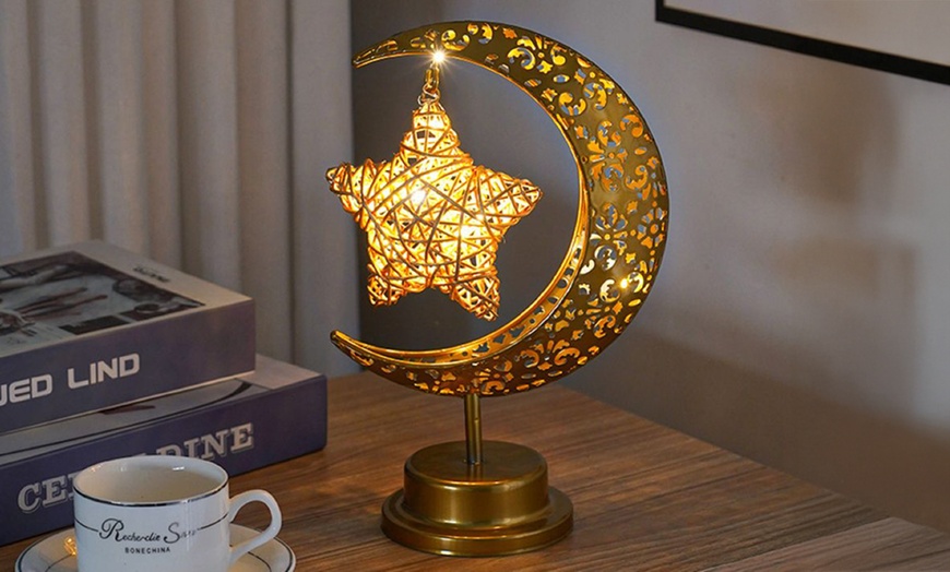 Image 3: LED Iron Hollow-Out Star and Moon Night Lights