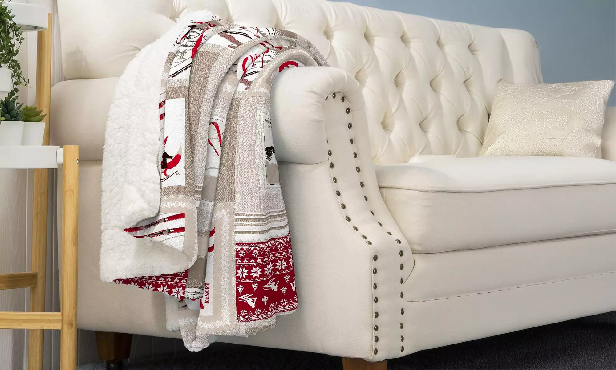 Plaid réversible sherpa et microfibre